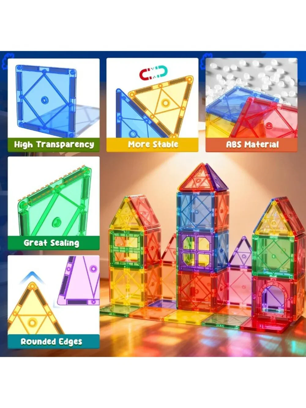 Magnetic Building Tiles for Kids 3-12 | STEM Educational Sensory Toys, Outdoor